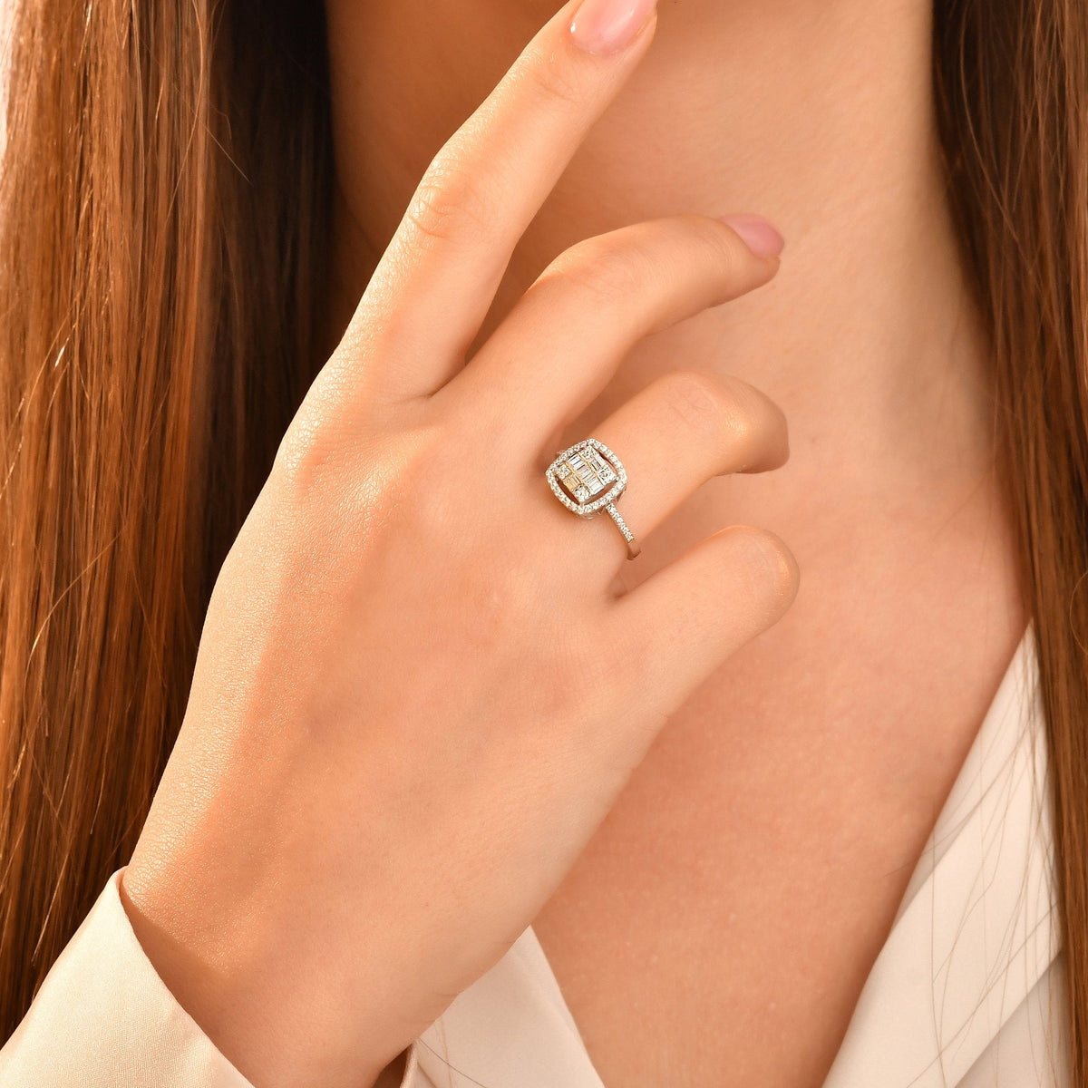 0.40 Carat Square Baguette Diamond Ring