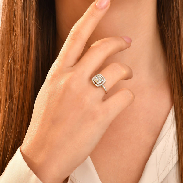 0.40 Carat Square Baguette Diamond Ring