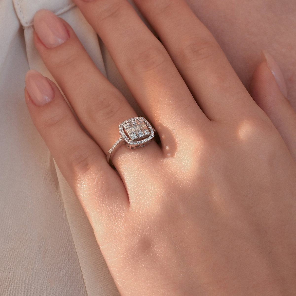 0.40 Carat Square Baguette Diamond Ring