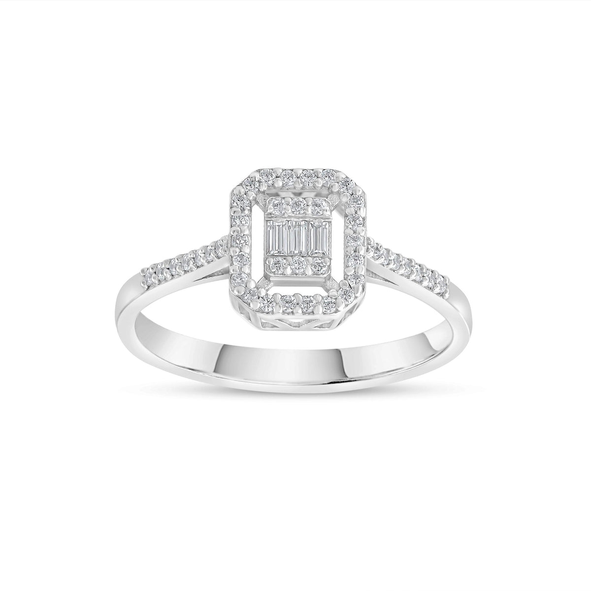 0.25 Carat Rectangle Baguette Diamond Ring · White Gold