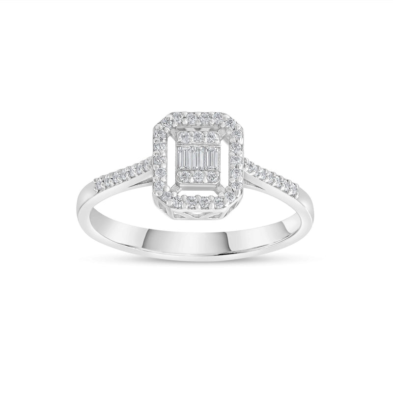 0.25 Carat Rectangle Baguette Diamond Ring · White Gold