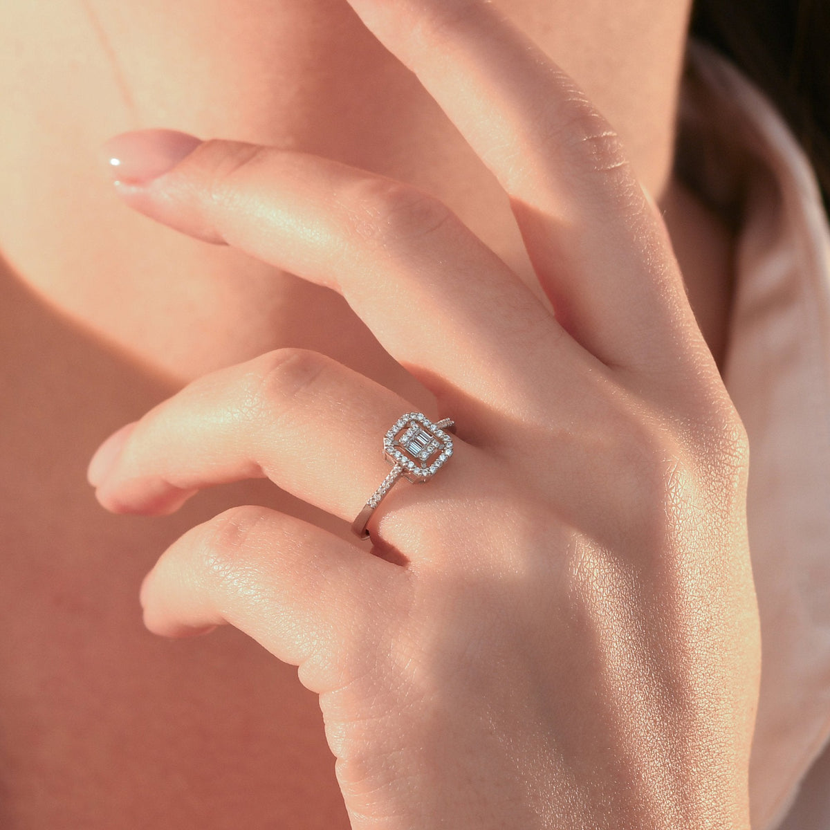0.25 Carat Rectangle Baguette Diamond Ring