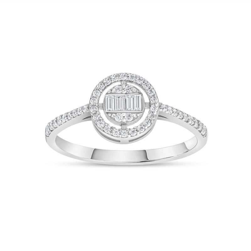 0.25 Carat Round and Baguette Diamond Ring · White Gold