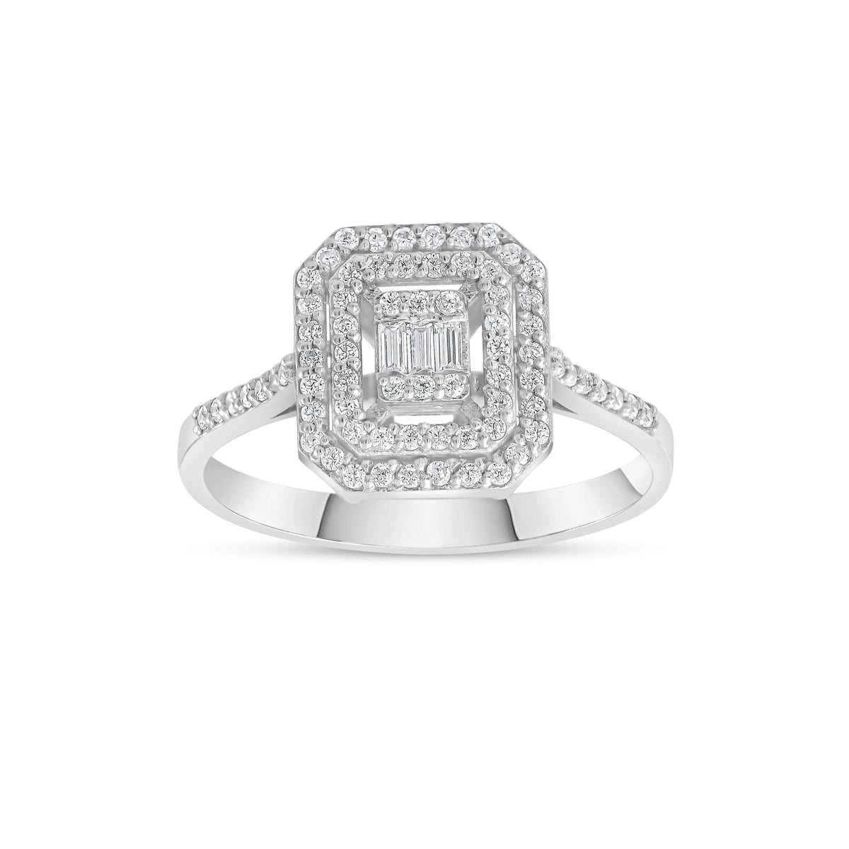 0.40 Carat Rectangle Baguette Diamond Ring · White Gold