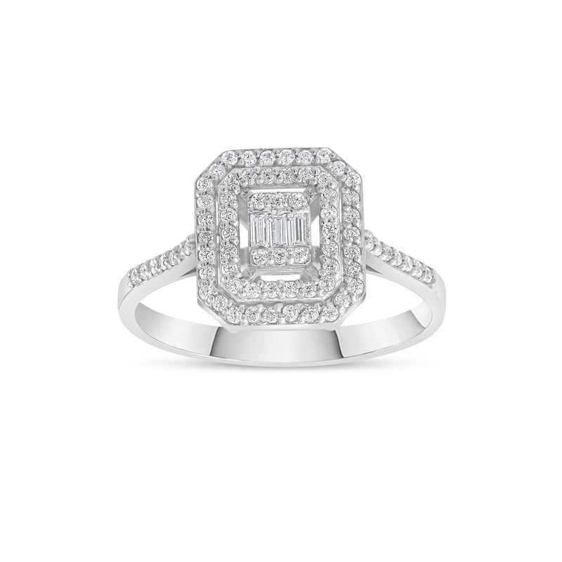 0.40 Carat Rectangle Baguette Diamond Ring · White Gold