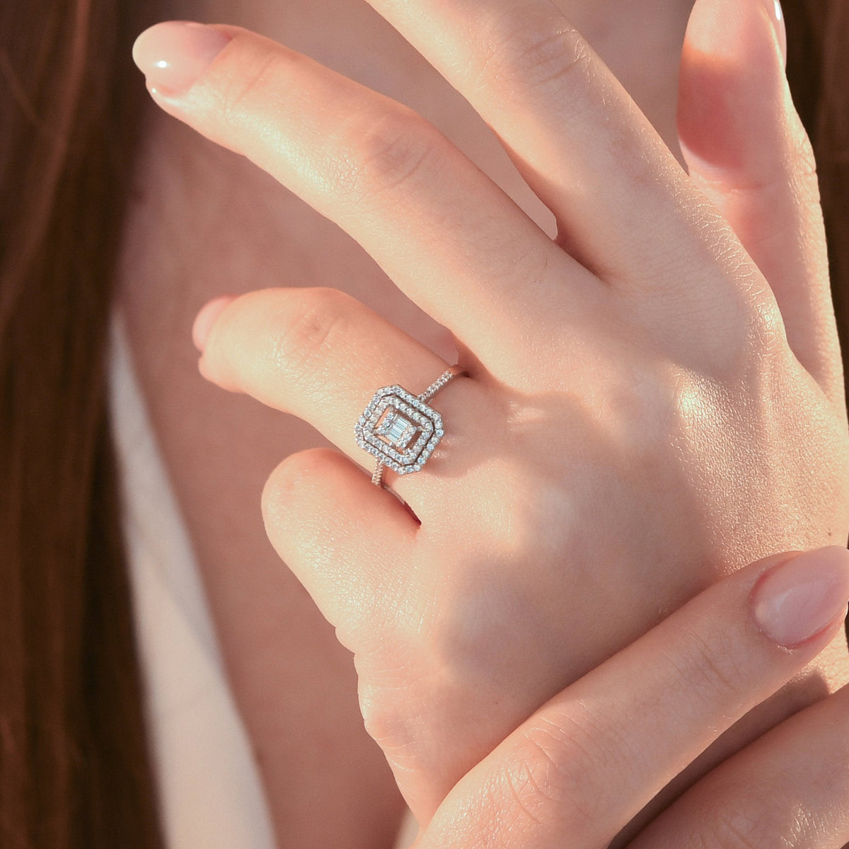 0.40 Carat Rectangle Baguette Diamond Ring