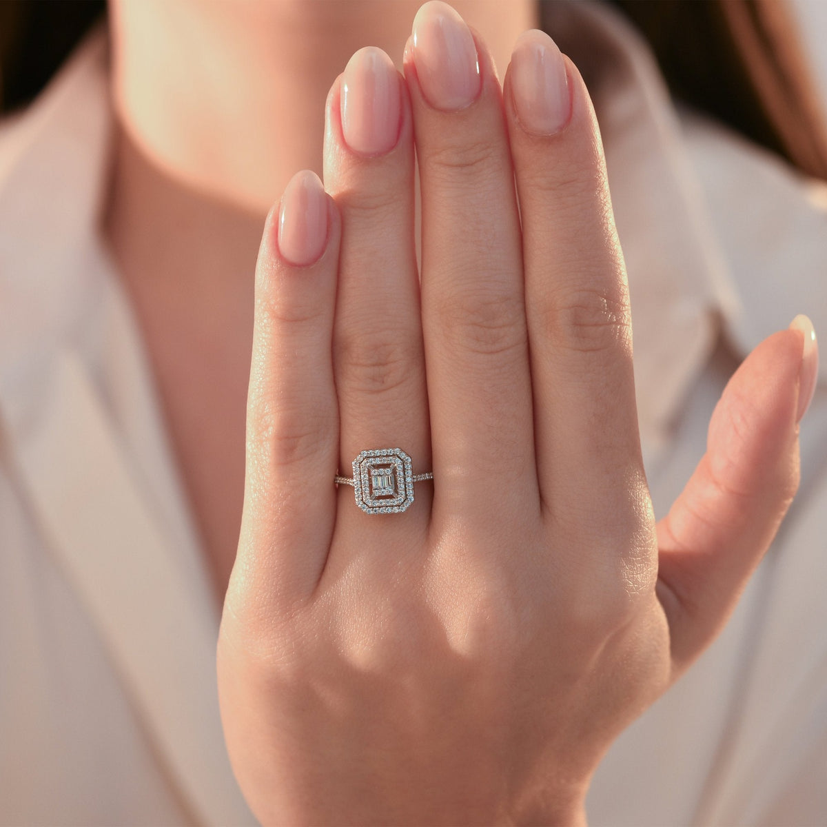 0.40 Carat Rectangle Baguette Diamond Ring