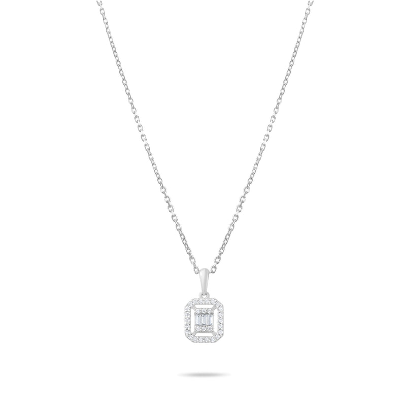 0.17 Carat Three Baguette Diamond Necklace · White Gold
