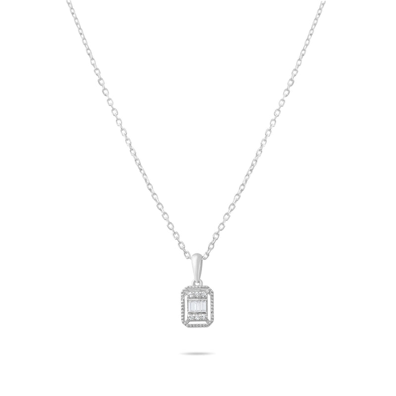 0.05 Carat Baguette Diamond Necklace · White Gold