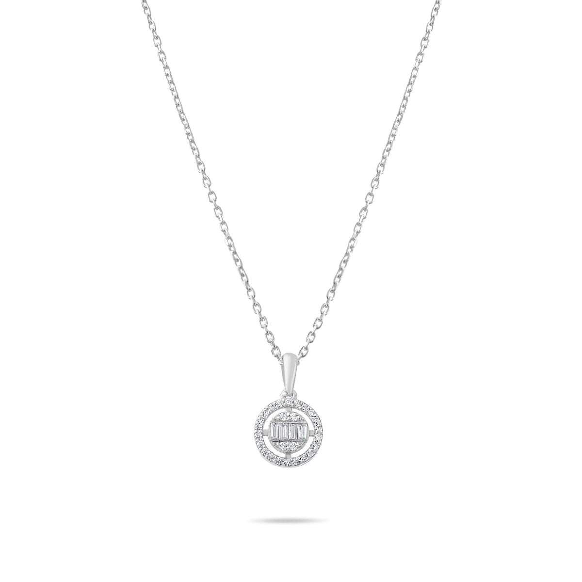 0.15 Carat Baguette Diamond Necklace · White Gold