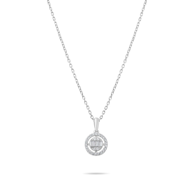 0.15 Carat Baguette Diamond Necklace · White Gold