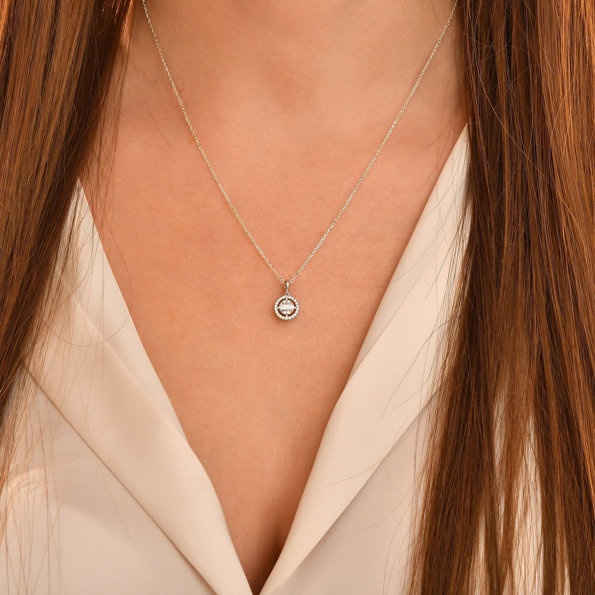 0.15 Carat Baguette Diamond Necklace