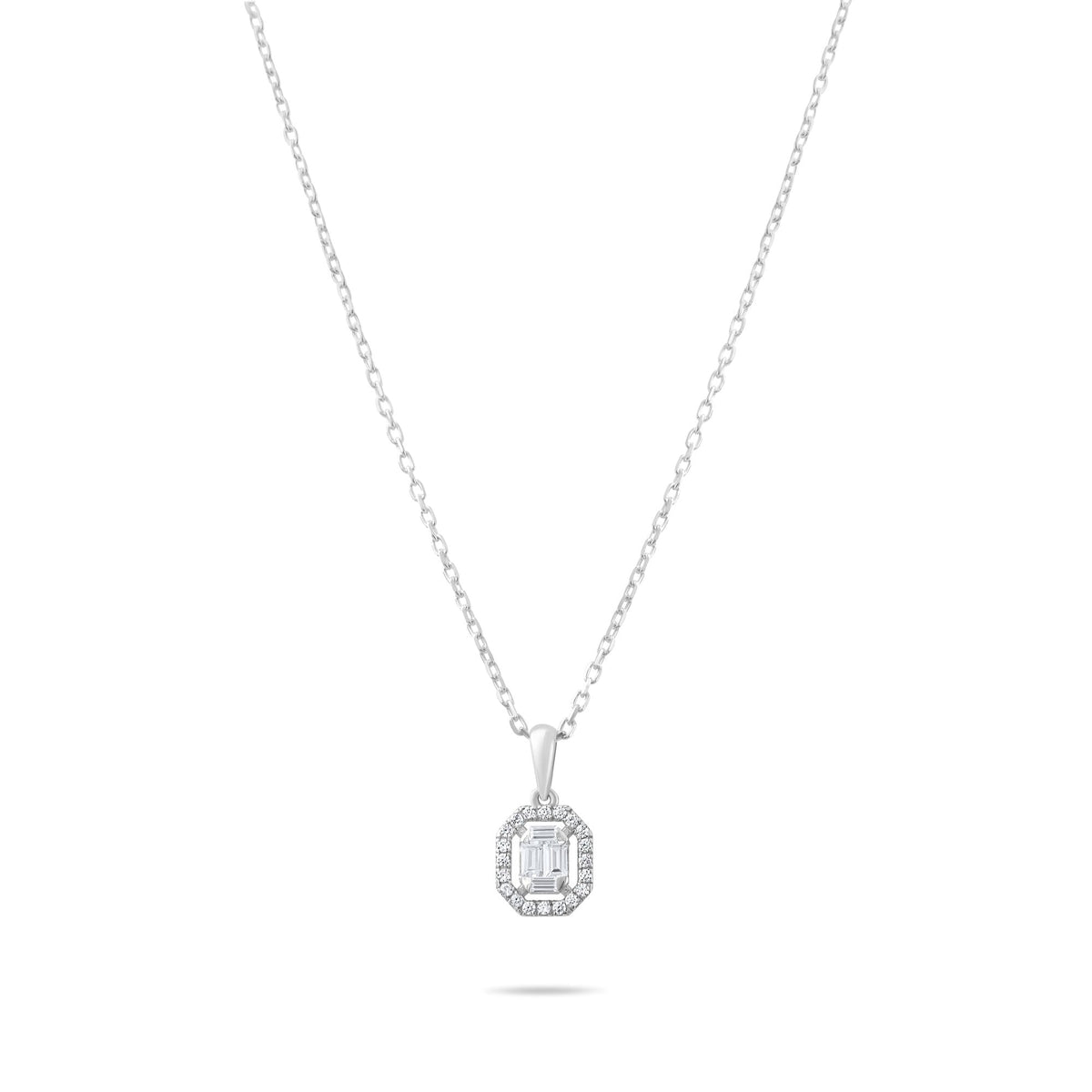 0.17 Carat Baguette Diamond Necklace · White Gold
