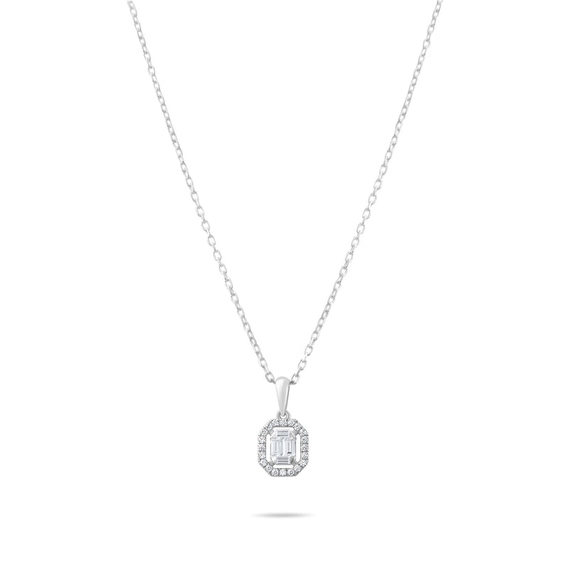 0.17 Carat Baguette Diamond Necklace · White Gold