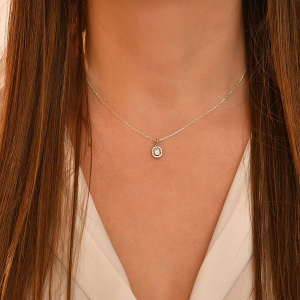 0.17 Carat Baguette Diamond Necklace