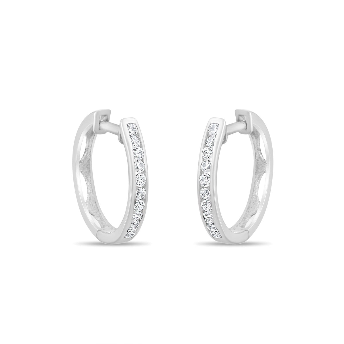0.12 Carat Baguette Diamond Hoop Earrings · White Gold