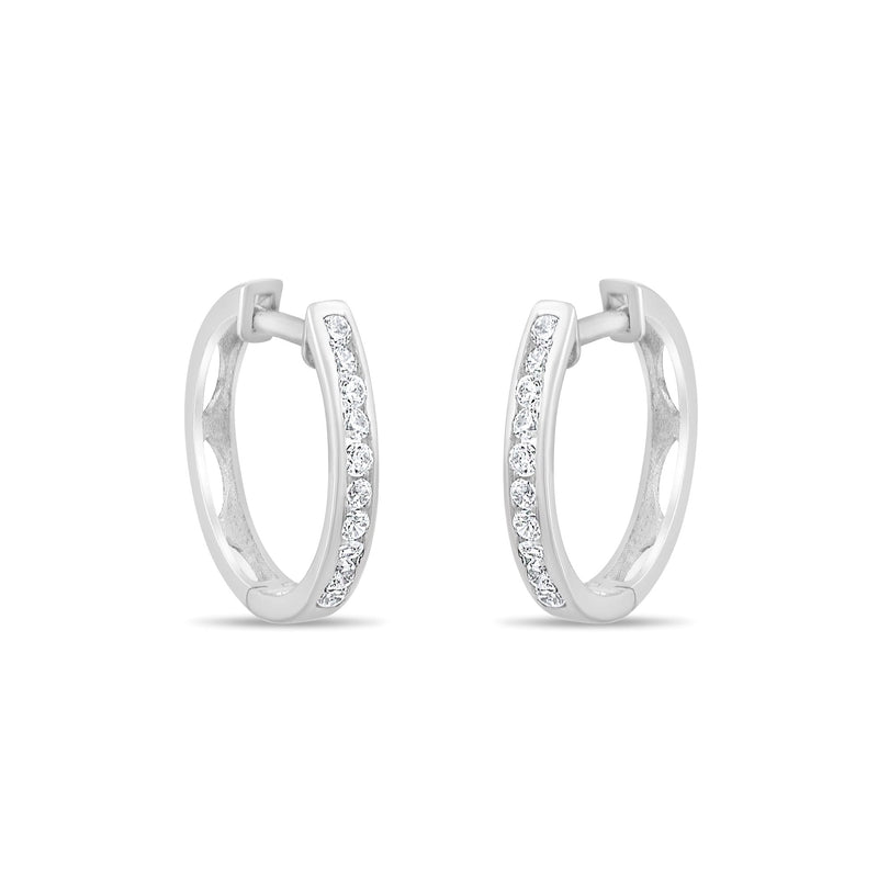 0.12 Carat Baguette Diamond Hoop Earrings · White Gold