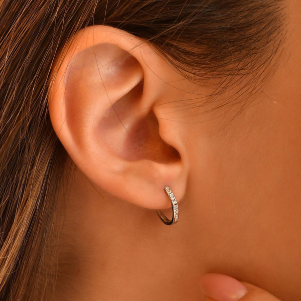 0.12 Carat Baguette Diamond Hoop Earrings
