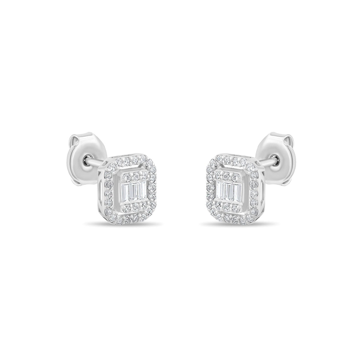 0.30 Carat Rectangle Baguette Diamond Earrings · White Gold