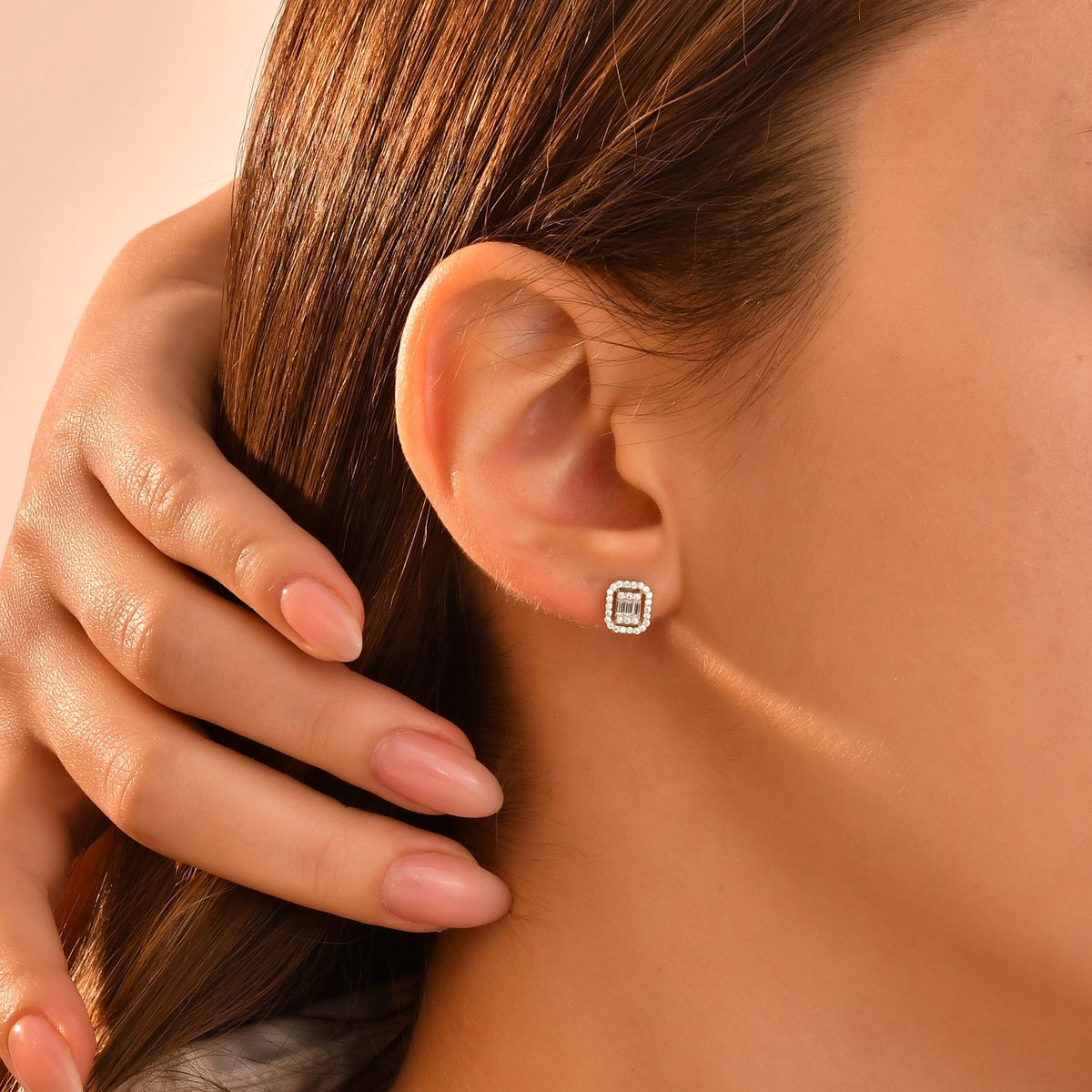 0.30 Carat Rectangle Baguette Diamond Earrings