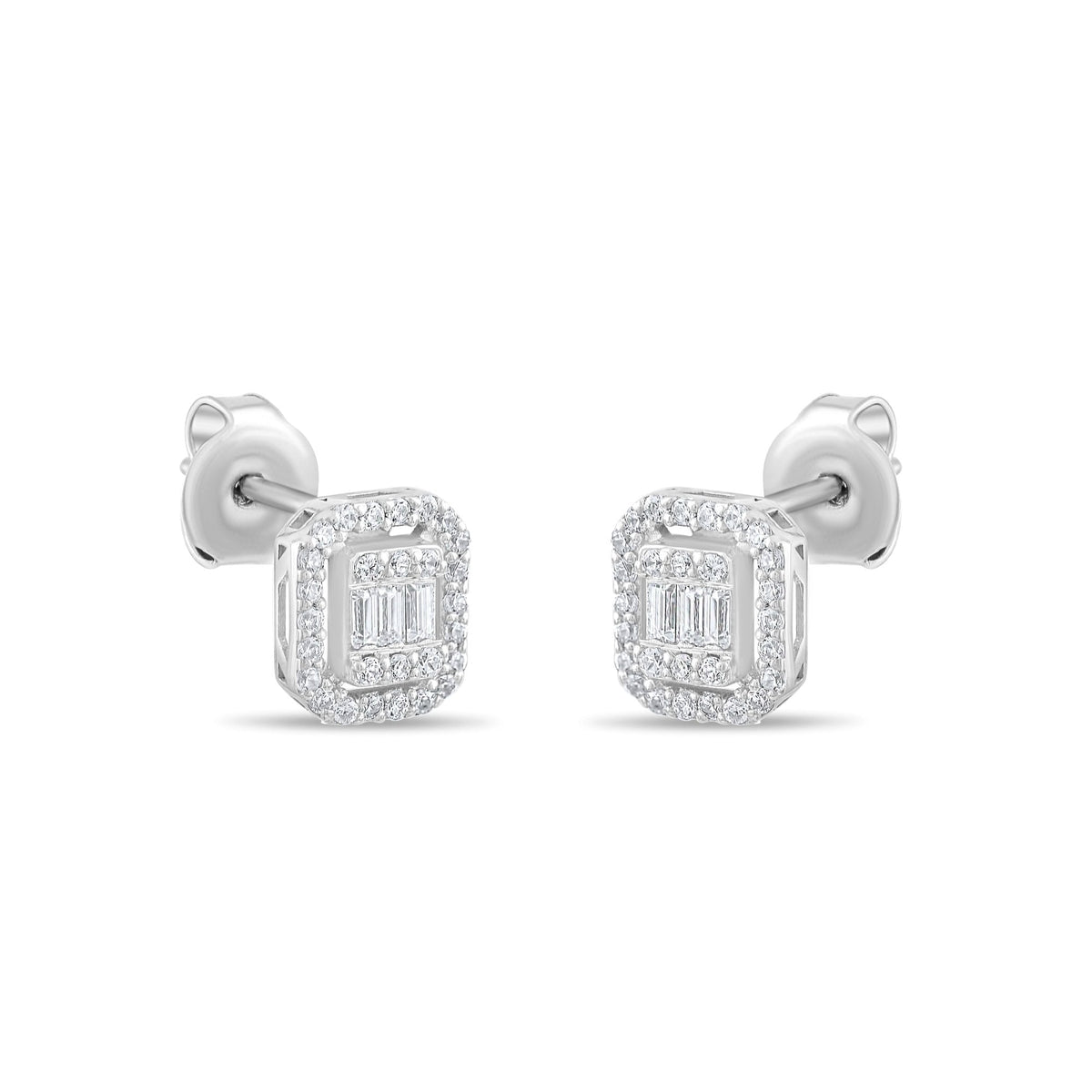 0.27 Carat Baguette Diamond Earrings · White Gold