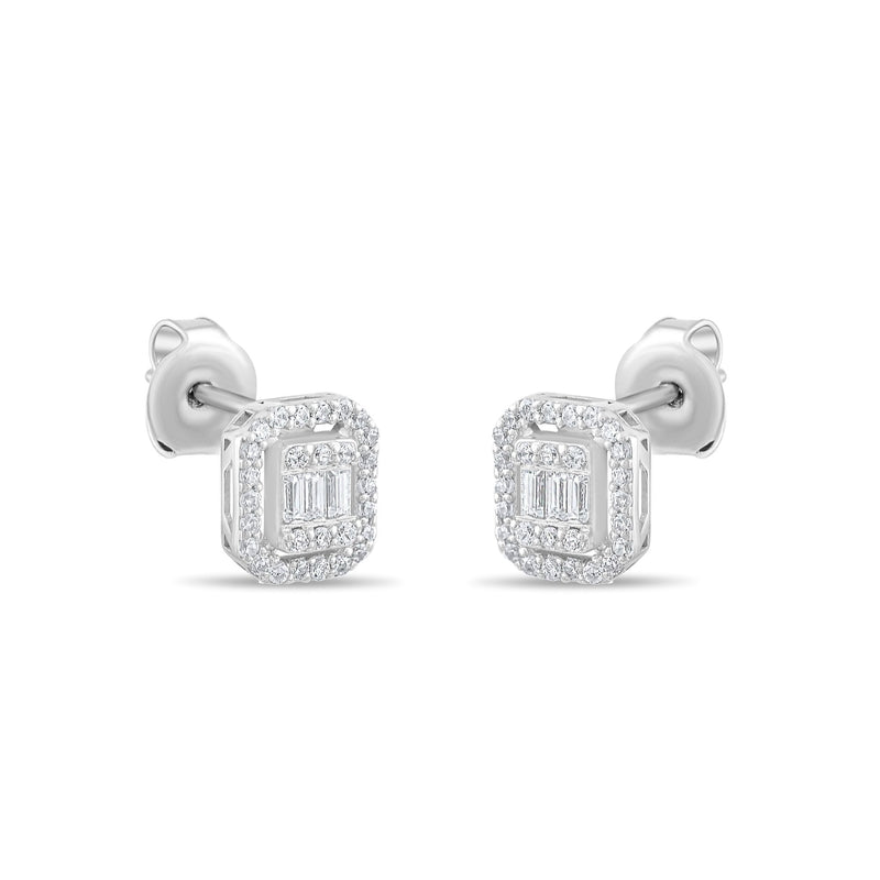 0.27 Carat Baguette Diamond Earrings · White Gold