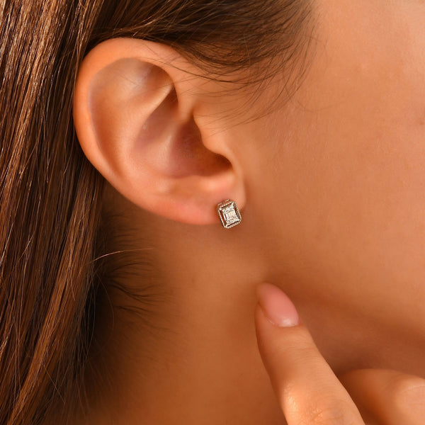 0.10 Carat Baguette Diamond Earrings