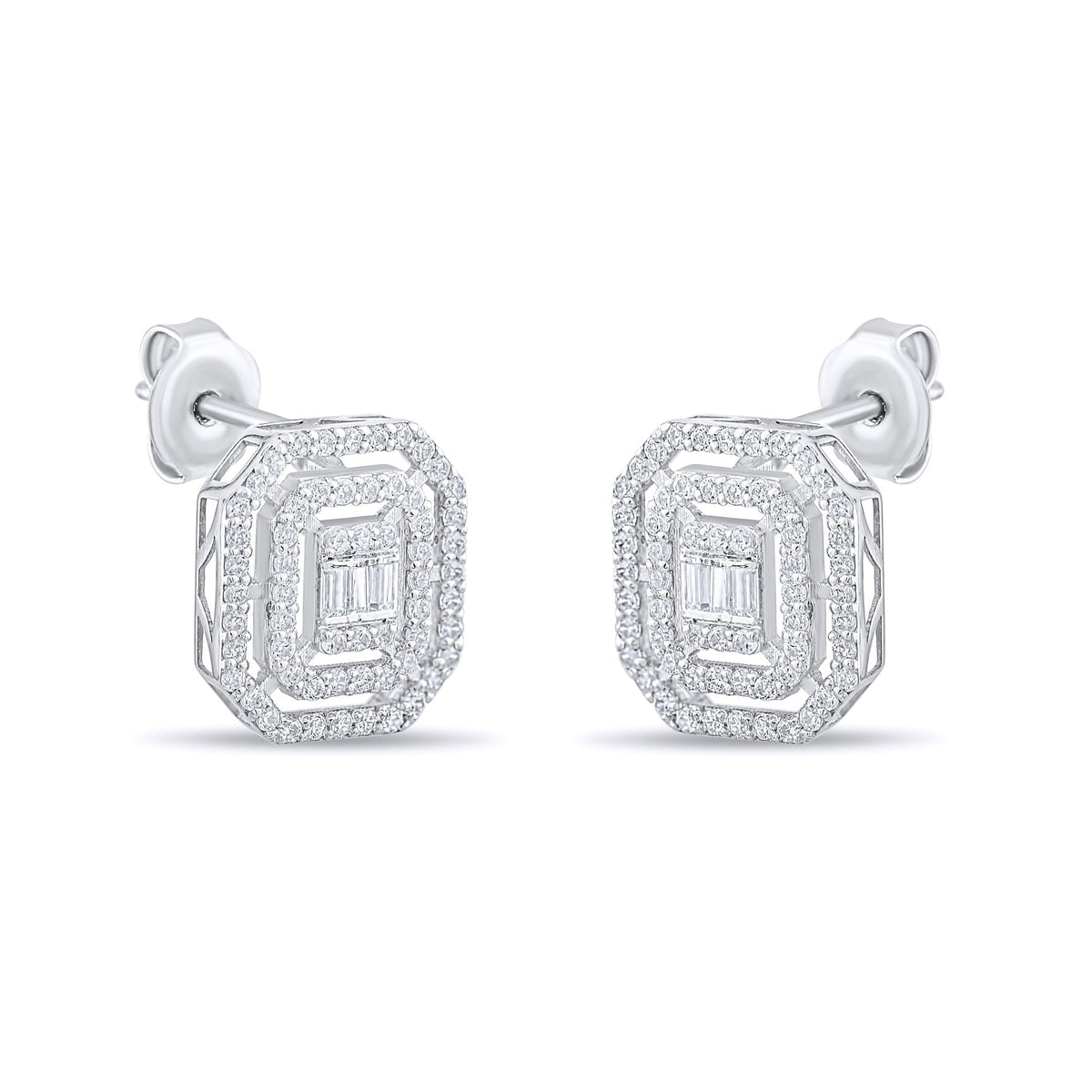 0.50 Carat Baguette Diamond Earrings · White Gold