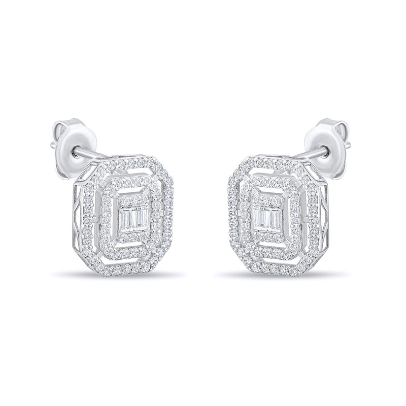 0.50 Carat Baguette Diamond Earrings · White Gold