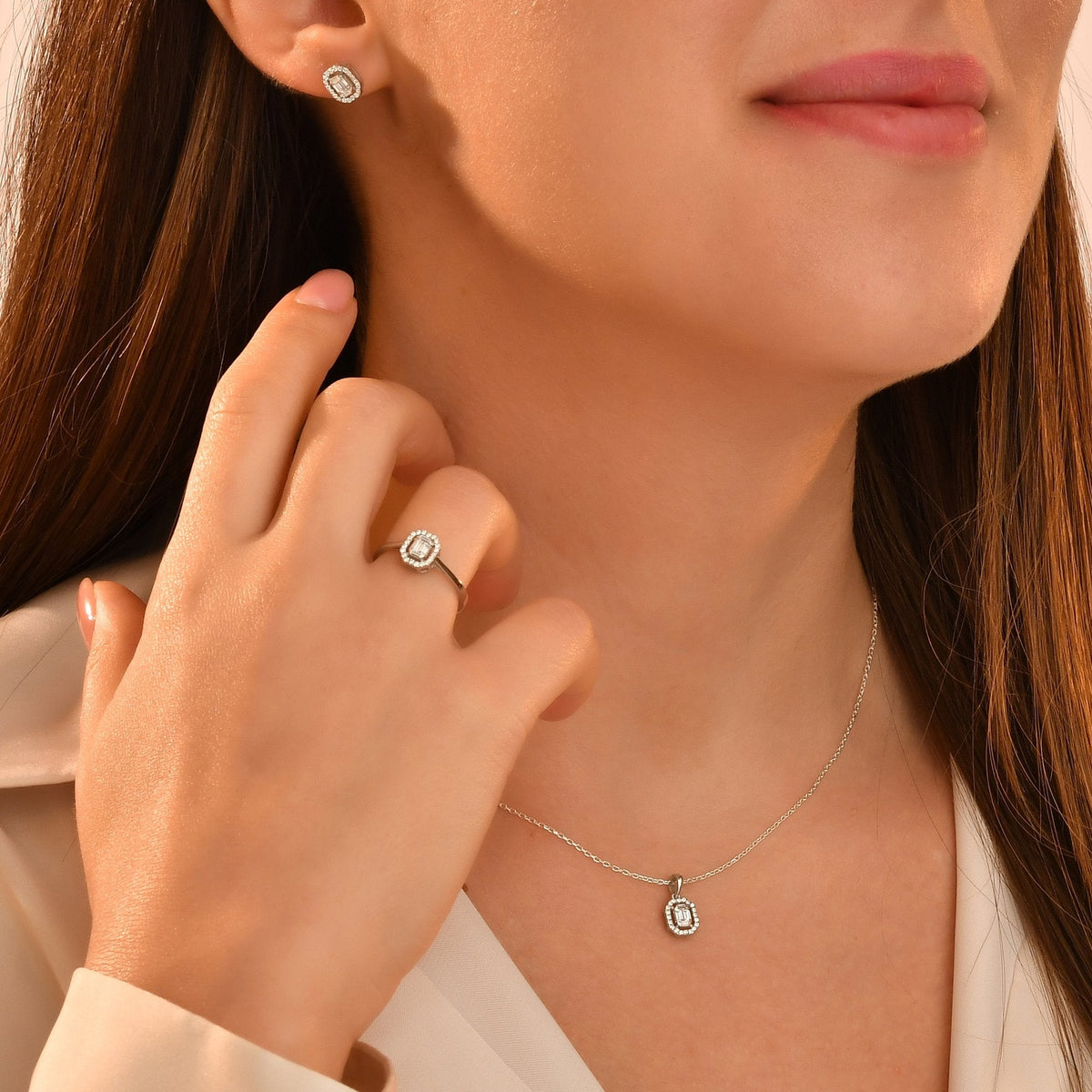 0.34 Carat Baguette Diamond Earrings