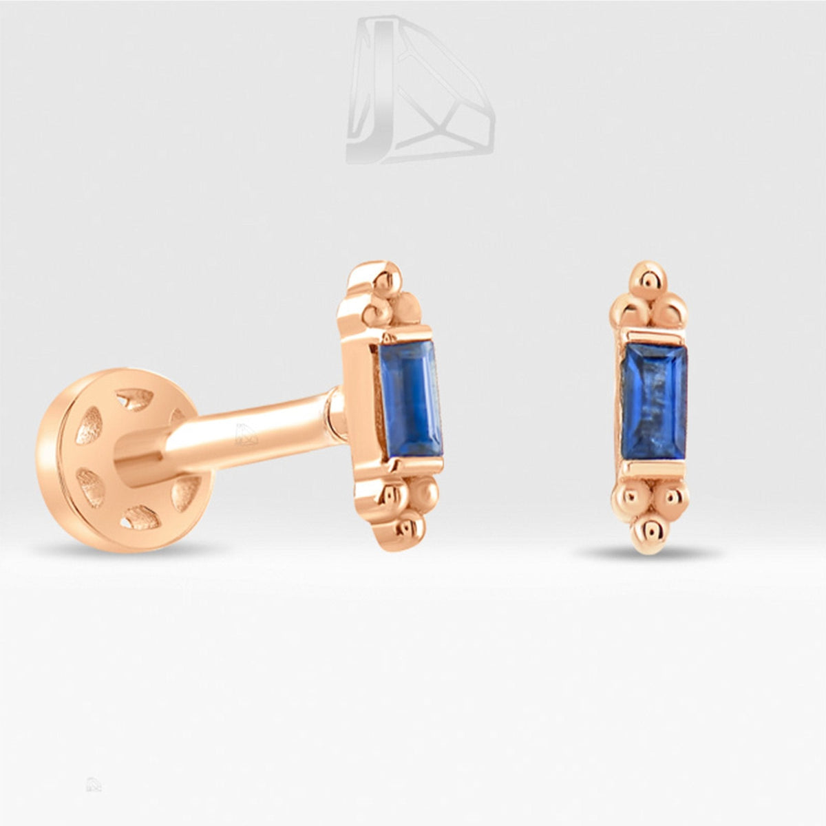 0.06 Carat Baguette Sapphire Piercing · Rose Gold