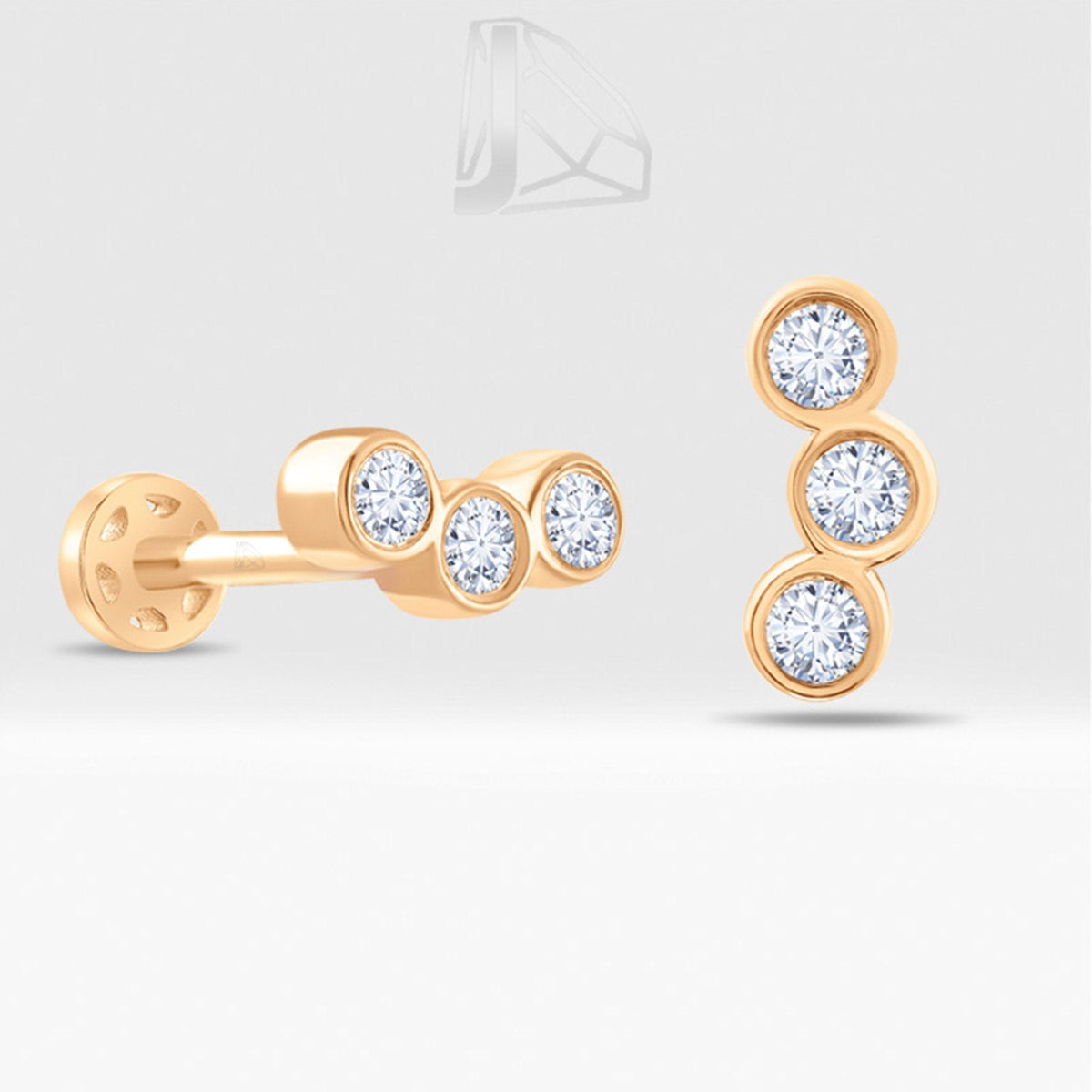 0.15 Carat Three-Stone Diamond Piercing · Rose Gold