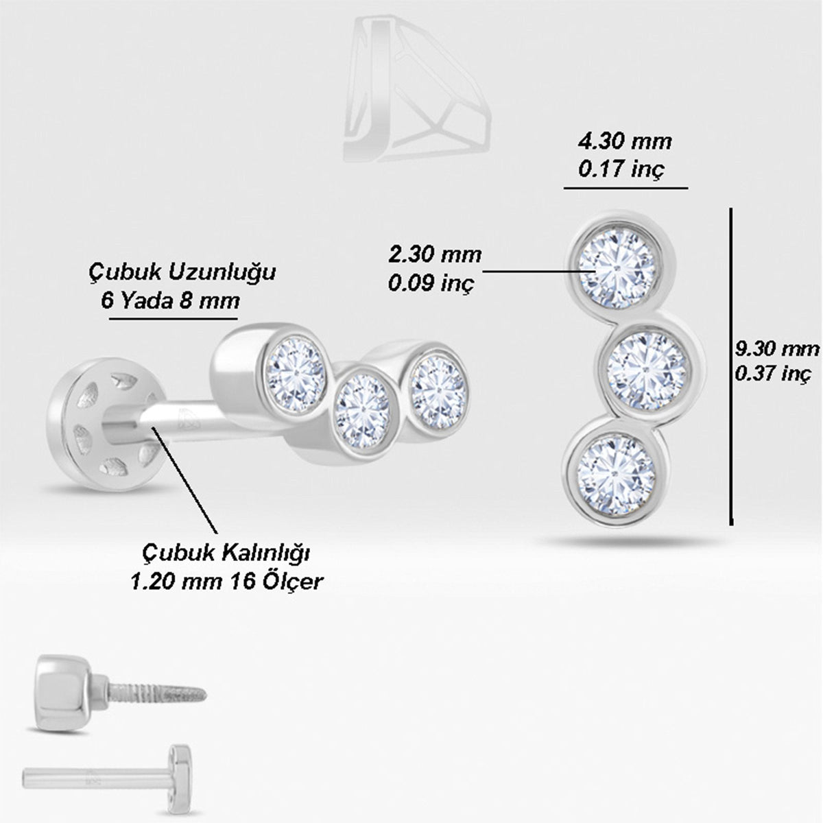 0.15 Carat Three-Stone Diamond Piercing · White Gold