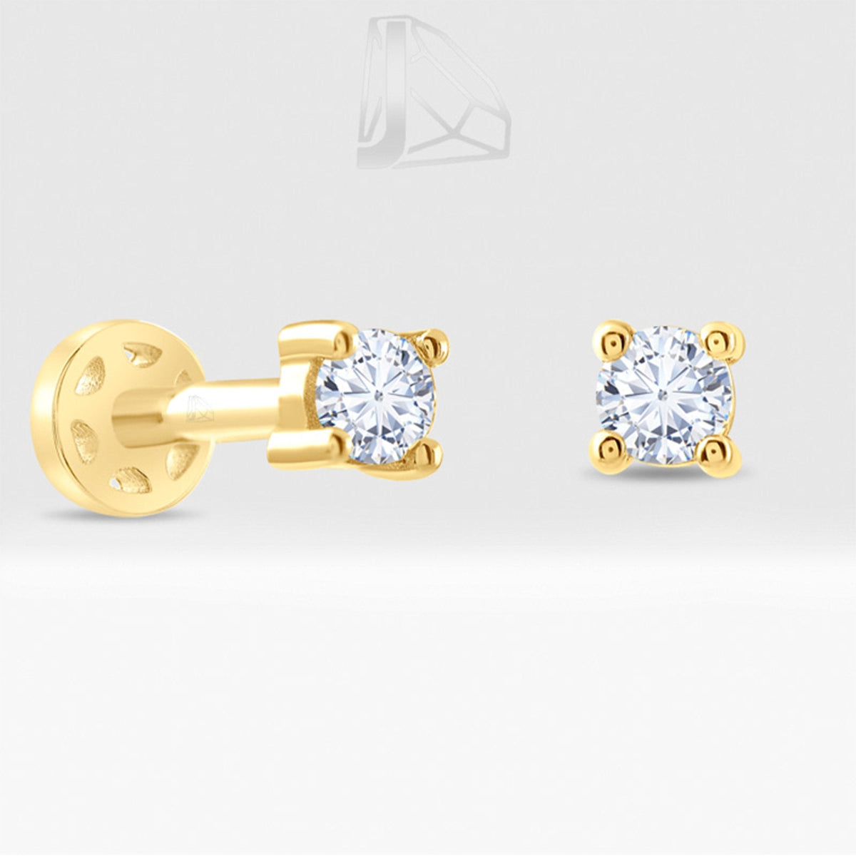 0.07 Carat Solitaire Diamond Piercing · Yellow Gold
