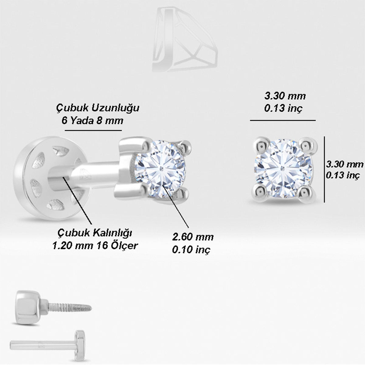 0.07 Carat Solitaire Diamond Piercing · White Gold