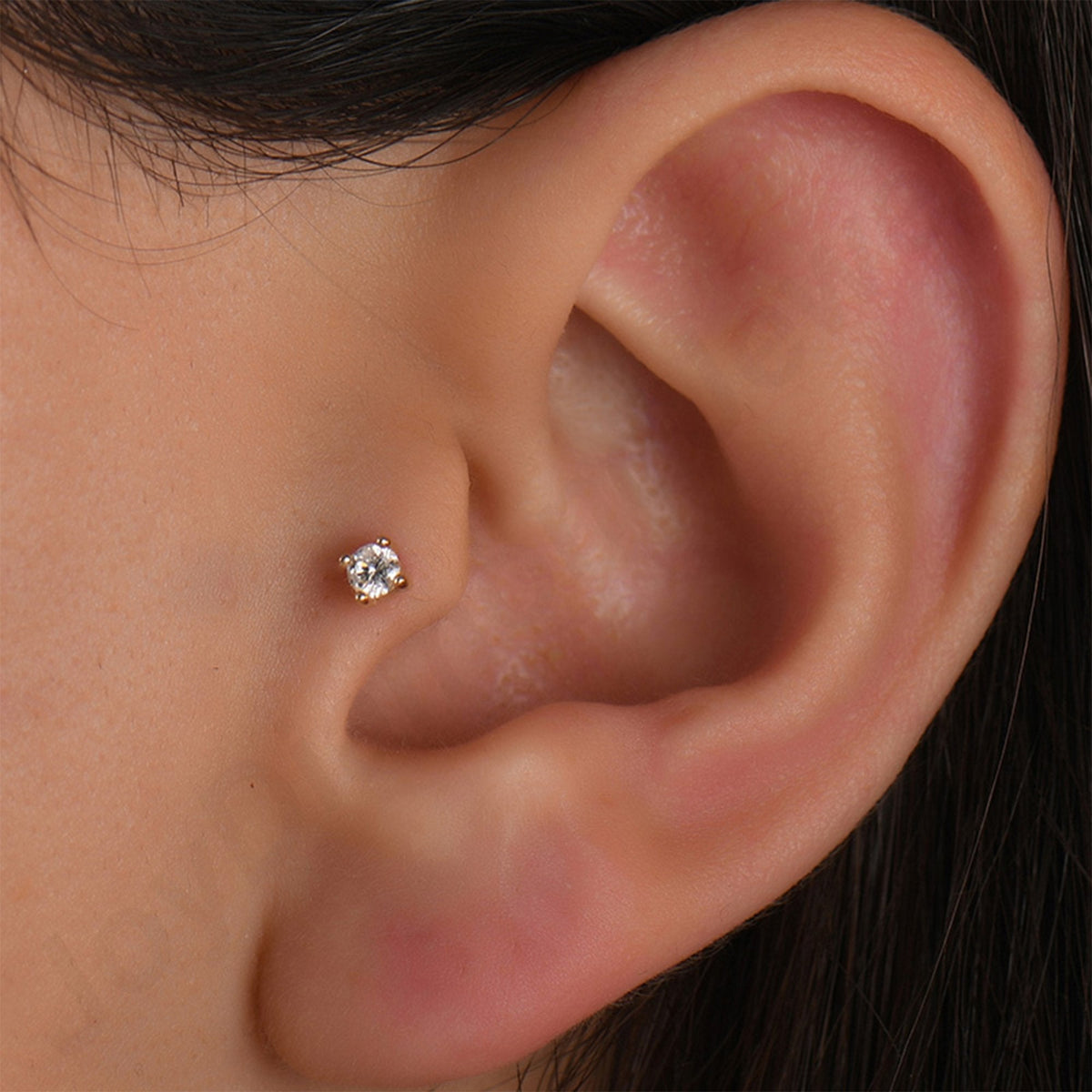 0.07 Carat Solitaire Diamond Piercing