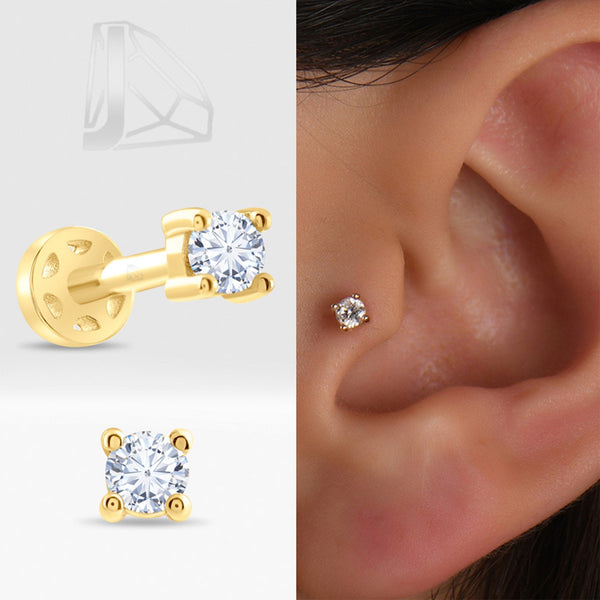 0.05 Carat Solitaire Diamond Piercing · Yellow Gold