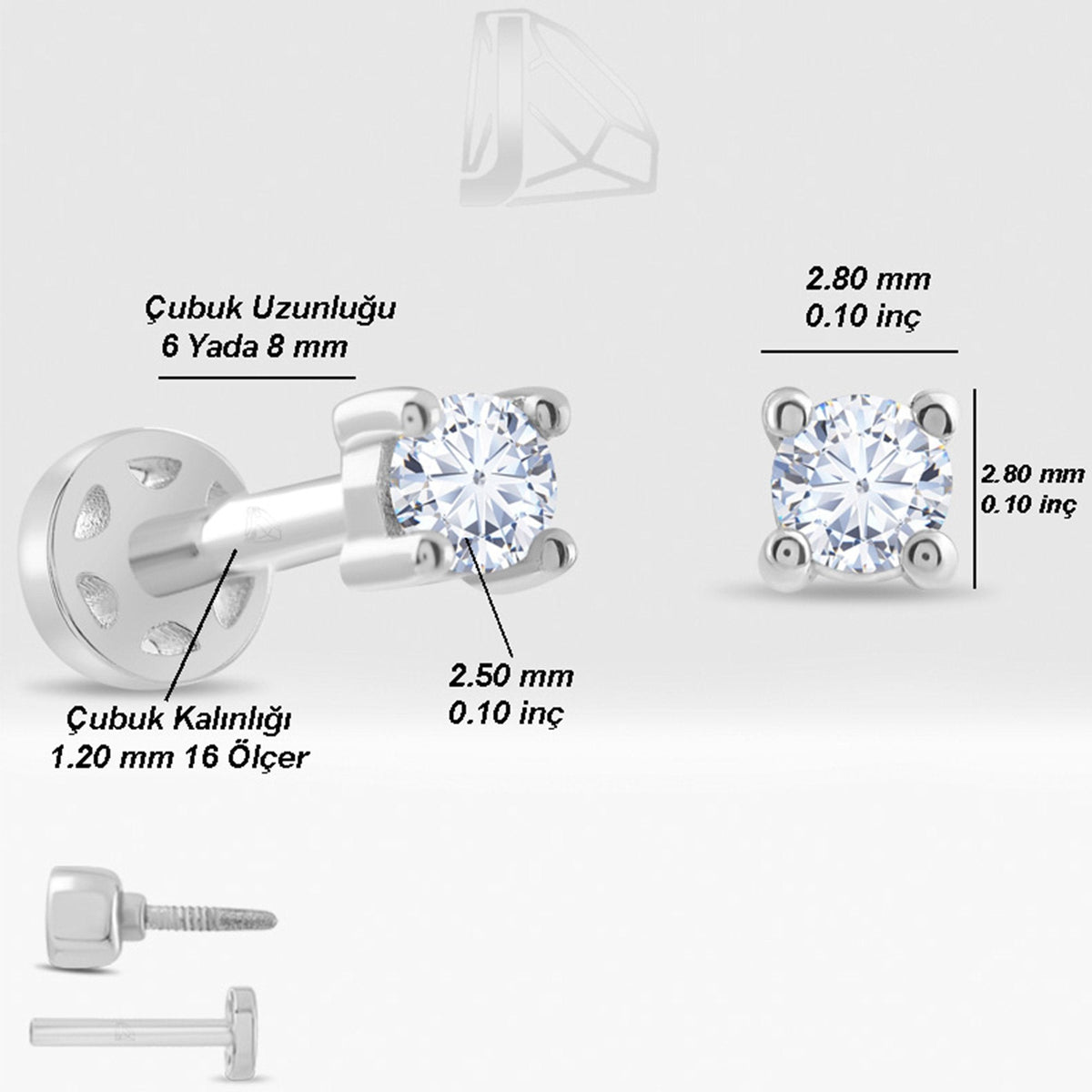 0.05 Carat Solitaire Diamond Piercing · White Gold