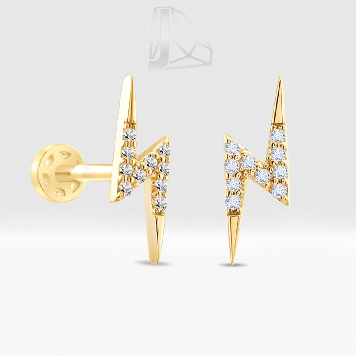0.05 Carat Lightning Bolt Diamond Piercing · Yellow Gold