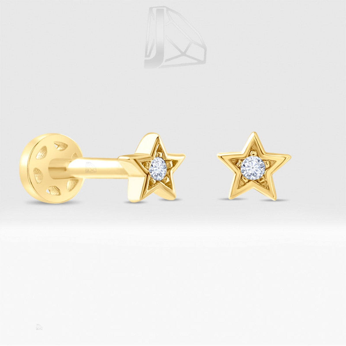 0.02 Carat Star Diamond Piercing · Yellow Gold