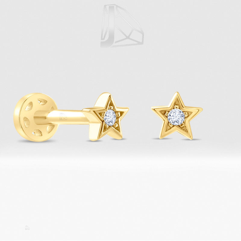 0.02 Carat Star Diamond Piercing · Yellow Gold