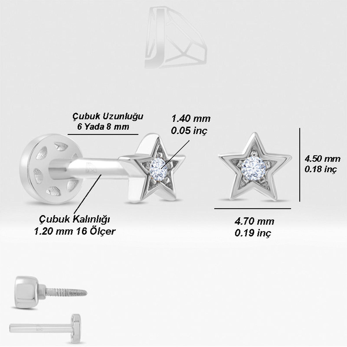0.02 Carat Star Diamond Piercing · White Gold