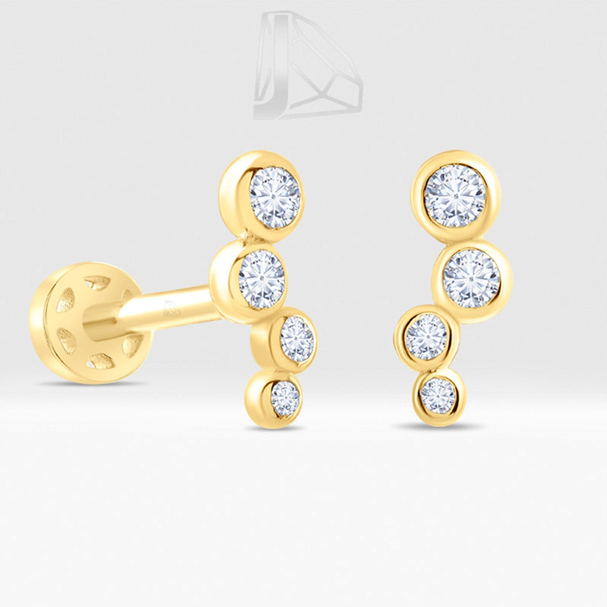 0.09 Carat Diamond Line Piercing · Yellow Gold