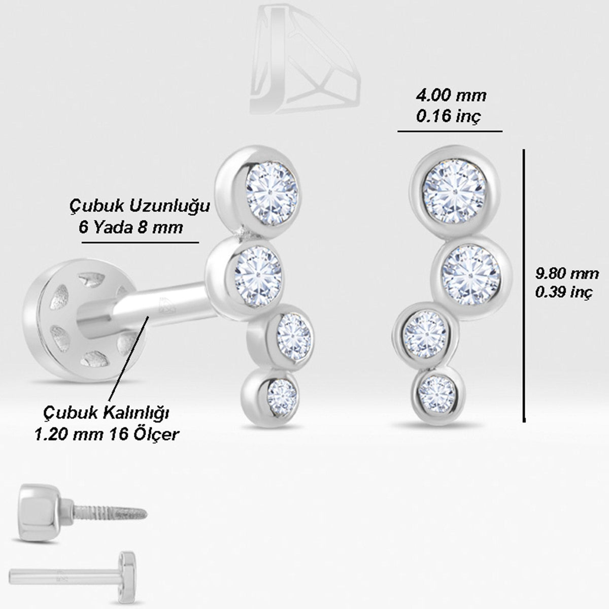 0.09 Carat Diamond Line Piercing · White Gold