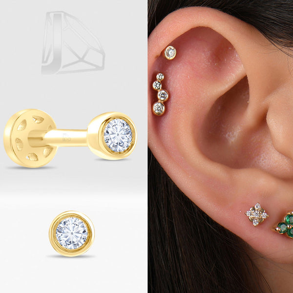 0.06 Carat Solitaire Diamond Piercing · Yellow Gold