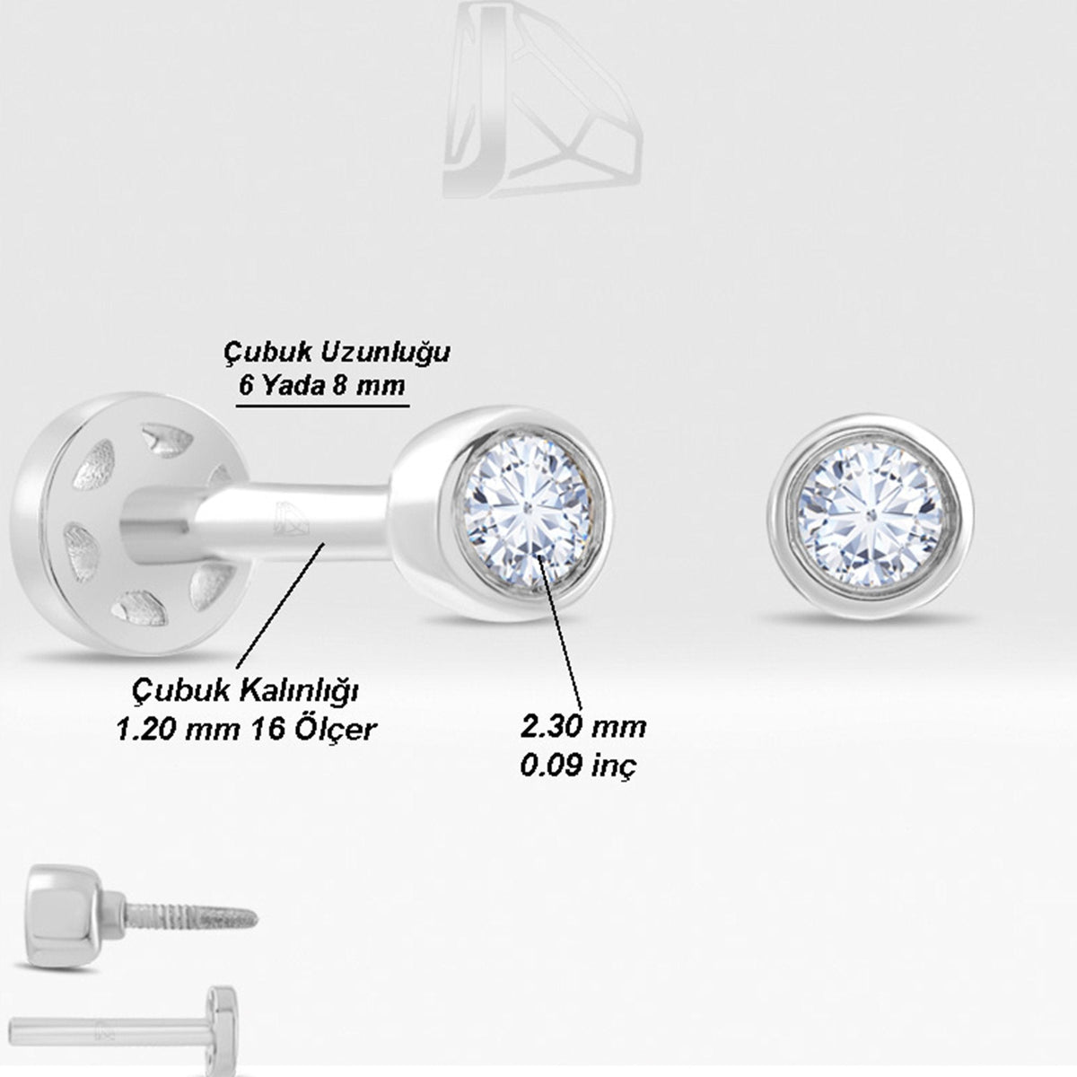 0.06 Carat Solitaire Diamond Piercing · White Gold