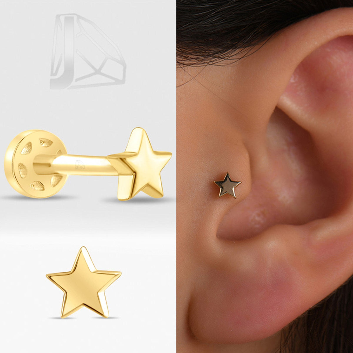 Gold Star Piercing · Yellow Gold
