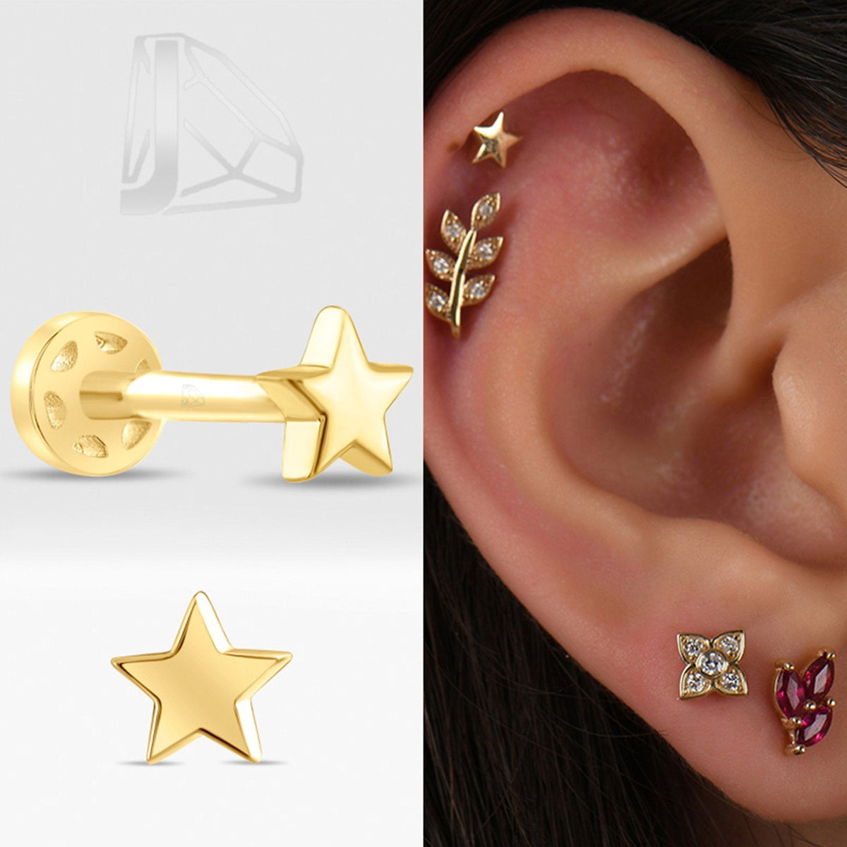 Gold Star Piercing · Yellow Gold