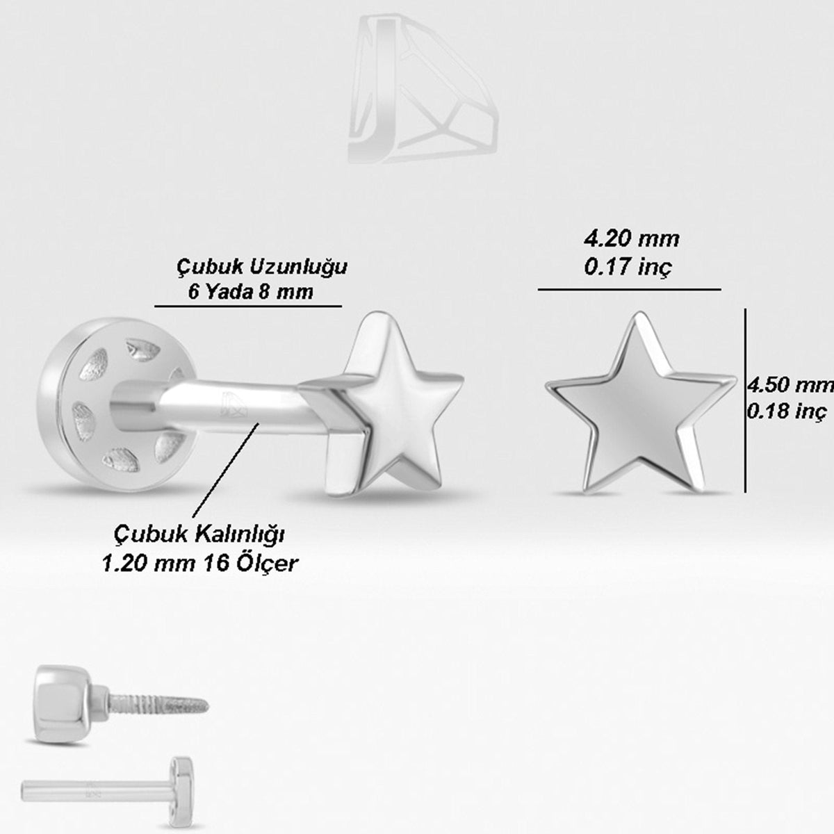 Gold Star Piercing · White Gold