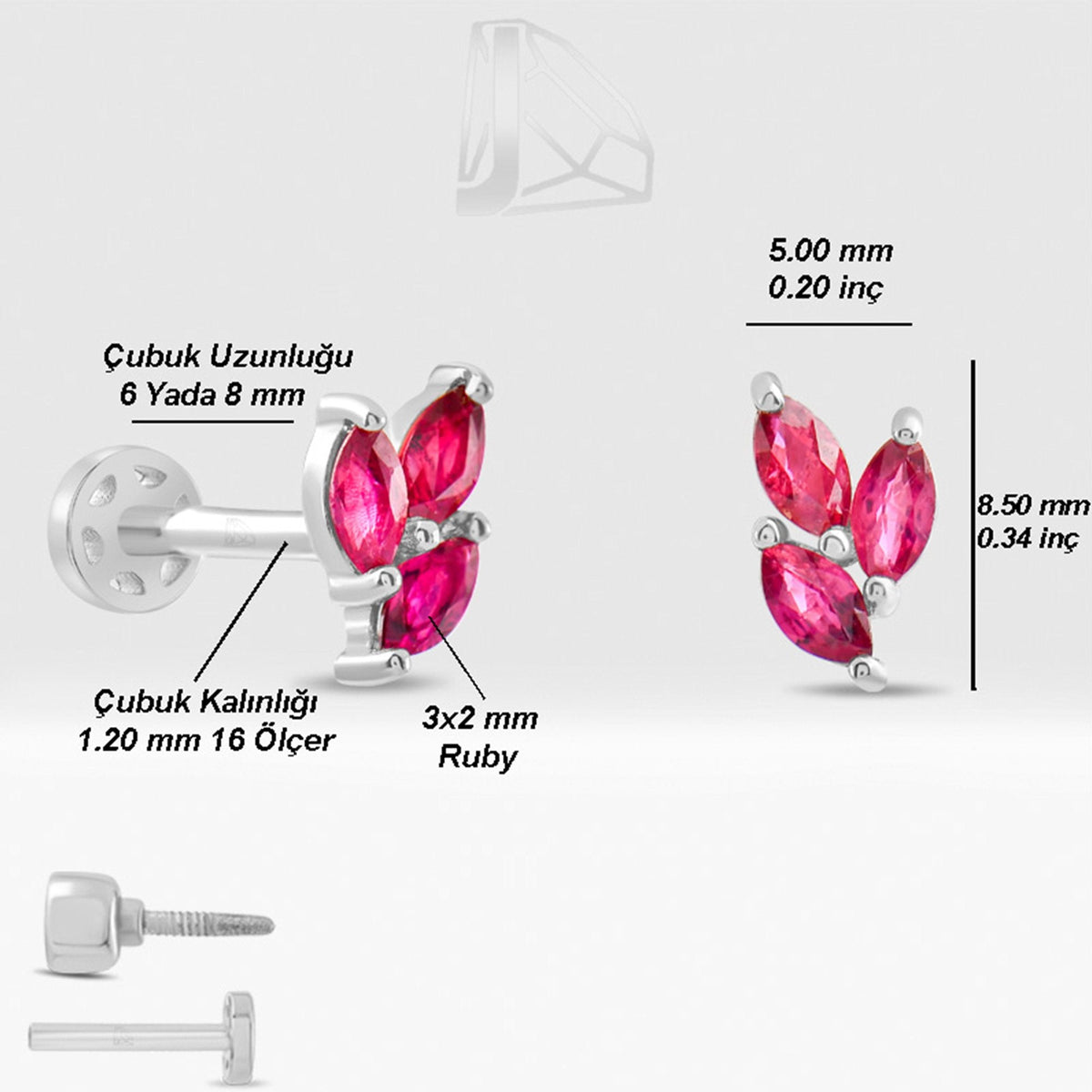 0.20 Carat Marquise Ruby Piercing · White Gold